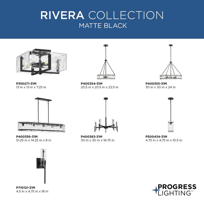 Rivera Six Light Chandelier-Mid. Chandeliers-Progress Lighting-Lighting Design Store
