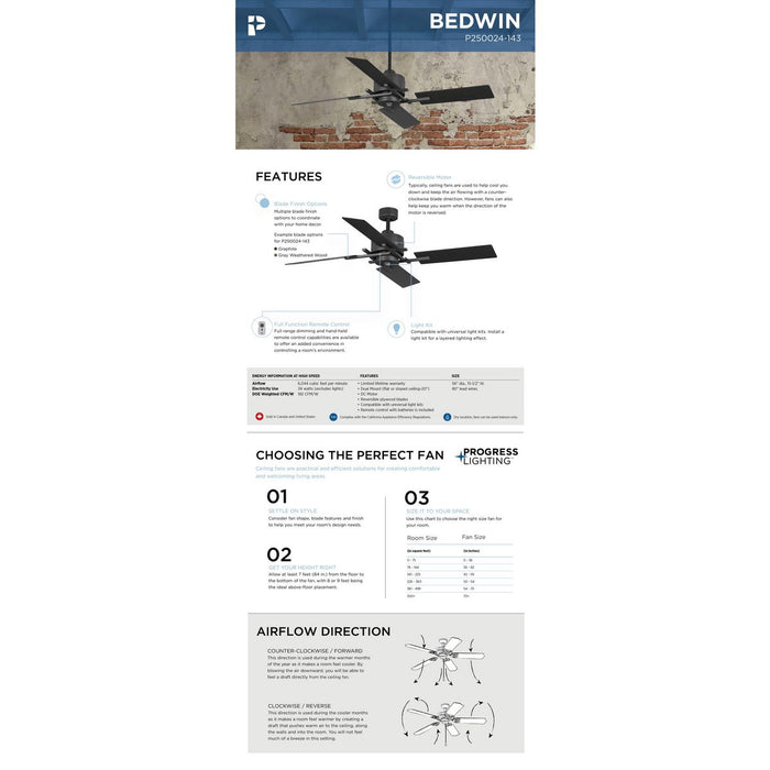 Bedwin Blade-Fans-Progress Lighting-Lighting Design Store