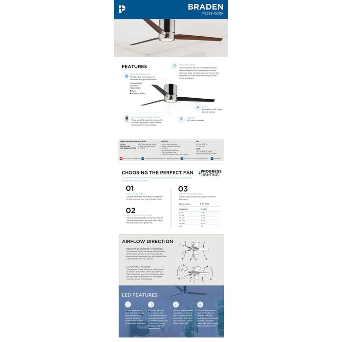Braden 56" Ceiling Fan-Fans-Progress Lighting-Lighting Design Store