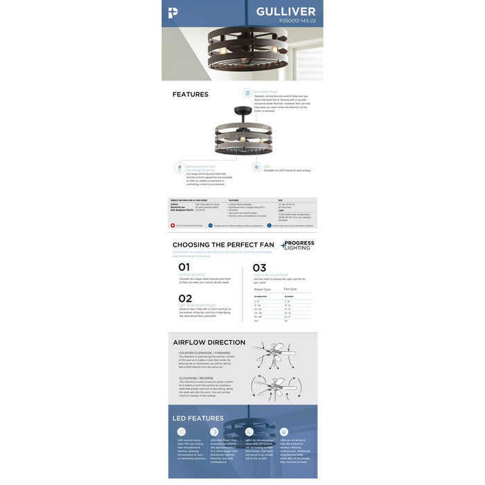 Gulliver 23" Ceiling Fan-Fans-Progress Lighting-Lighting Design Store