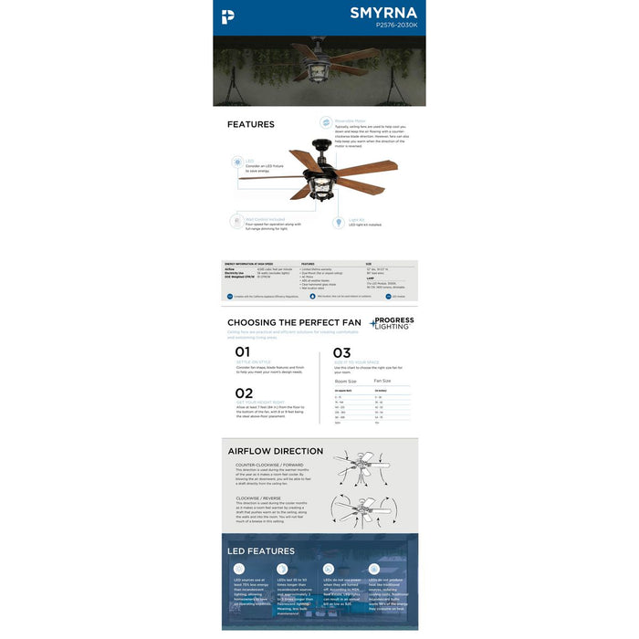 Smyrna 52" Ceiling Fan-Fans-Progress Lighting-Lighting Design Store