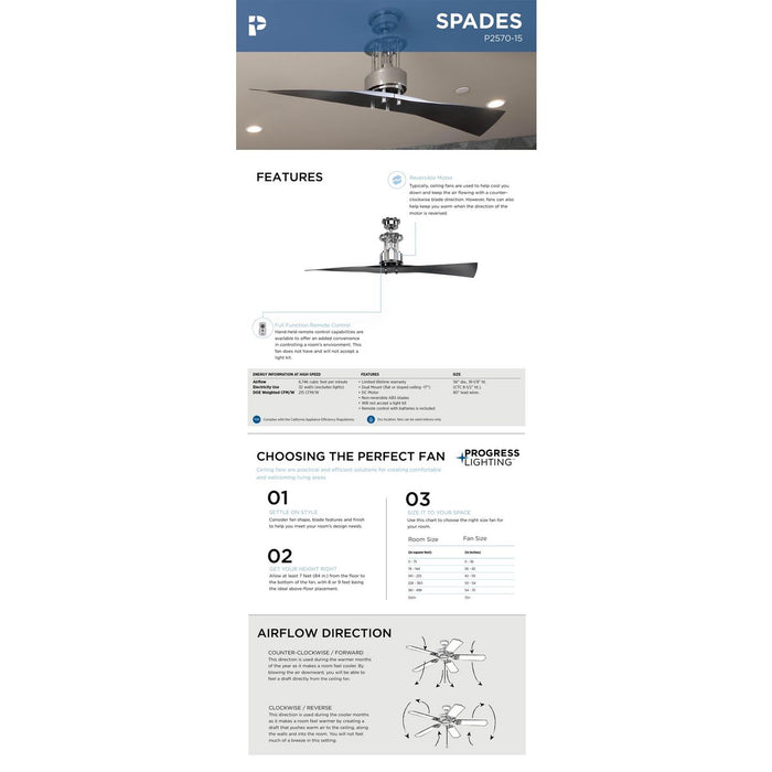 Spades 56" Ceiling Fan-Fans-Progress Lighting-Lighting Design Store