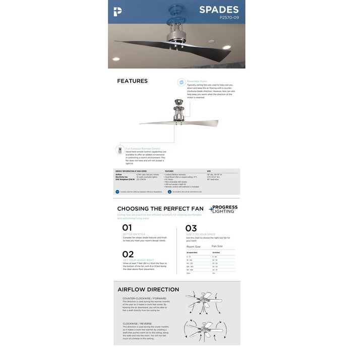 Spades 56" Ceiling Fan-Fans-Progress Lighting-Lighting Design Store