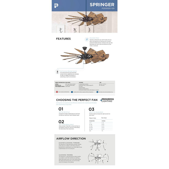 Springer 60" Ceiling Fan-Fans-Progress Lighting-Lighting Design Store