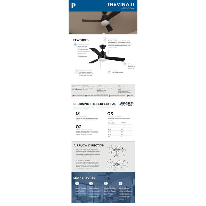 Trevina Ii 44" Ceiling Fan-Fans-Progress Lighting-Lighting Design Store