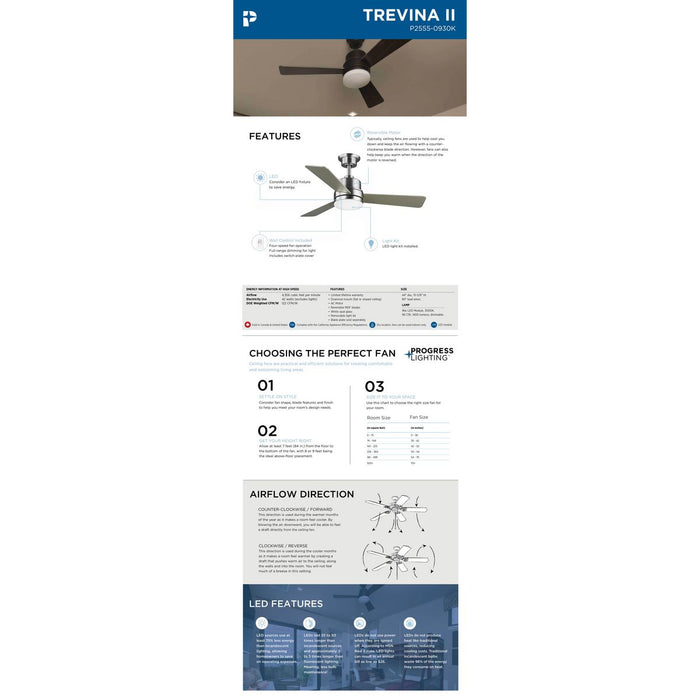 Trevina Ii 44" Ceiling Fan-Fans-Progress Lighting-Lighting Design Store