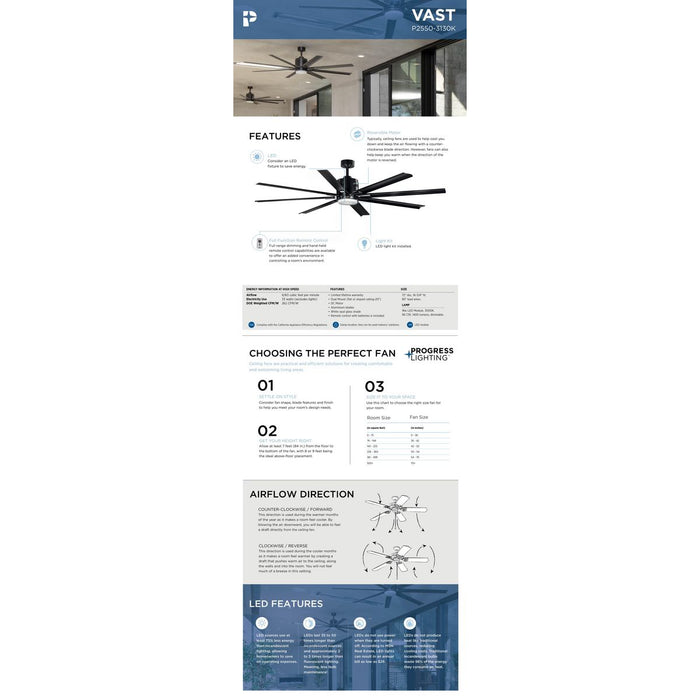 Vast 72" Ceiling Fan-Fans-Progress Lighting-Lighting Design Store
