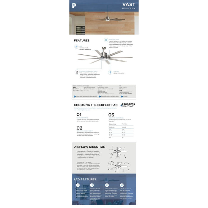 Vast 72" Ceiling Fan-Fans-Progress Lighting-Lighting Design Store