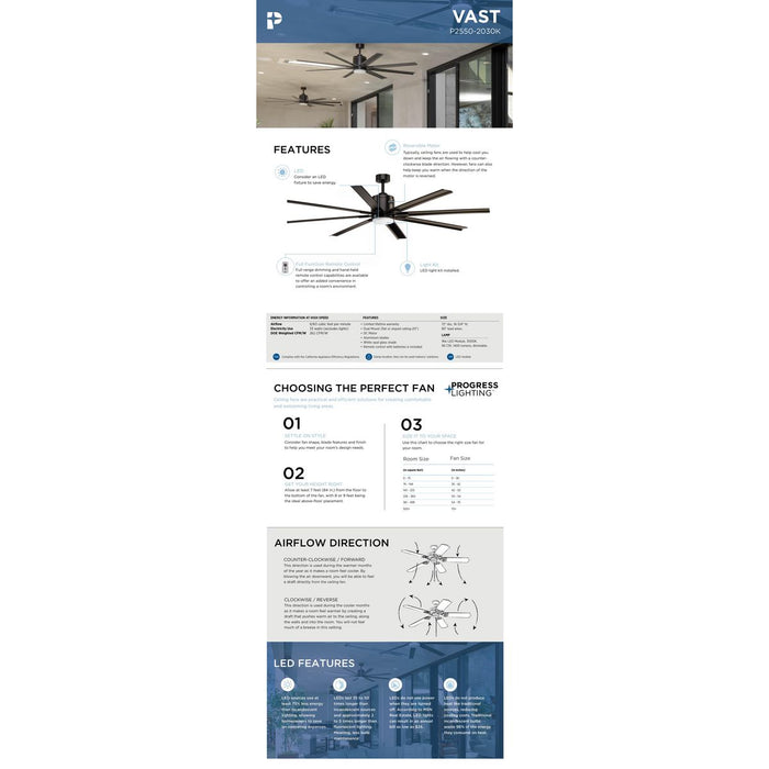 Vast 72" Ceiling Fan-Fans-Progress Lighting-Lighting Design Store