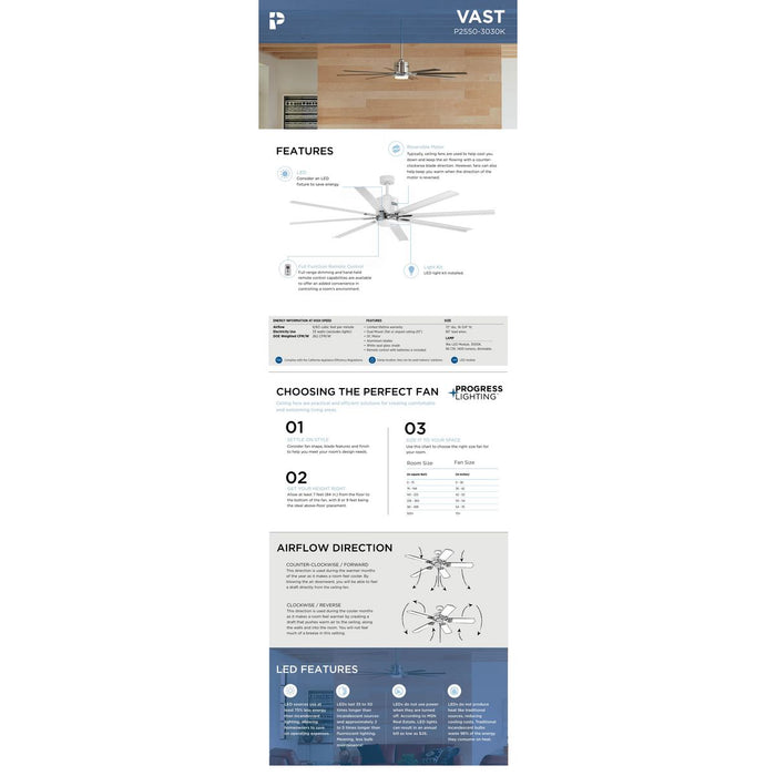 Vast 72" Ceiling Fan-Fans-Progress Lighting-Lighting Design Store