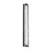 A modern rectangular wall light fixture with a textured clear glass panel and a slim dark metal frame, shown against a plain white background.
