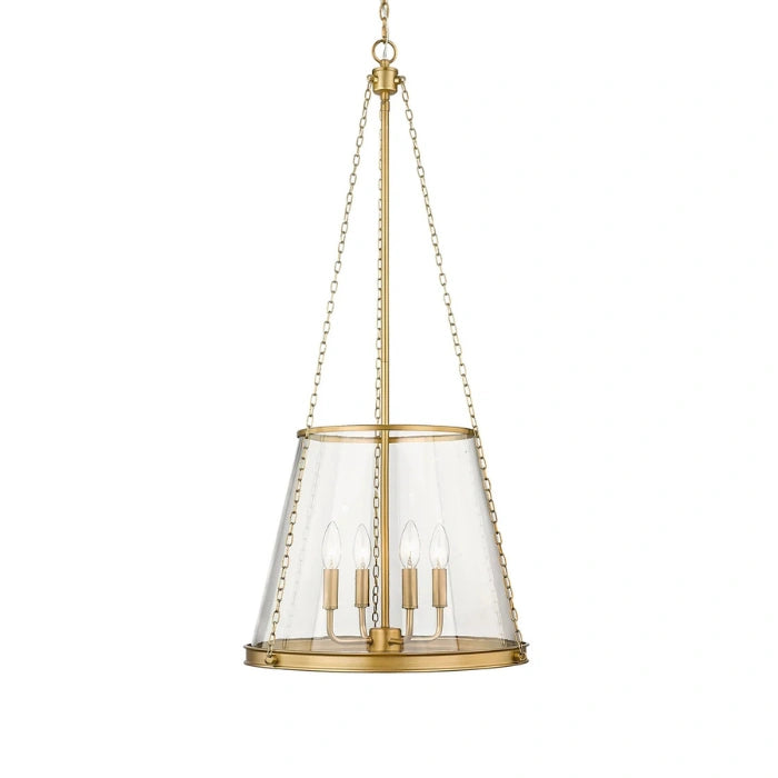 Prescott Four Light Pendant Rubbed Brass