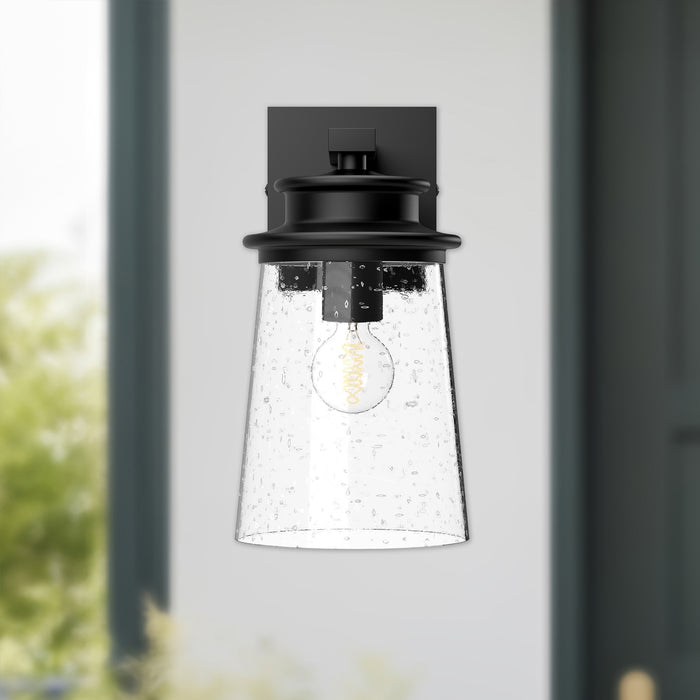Quincy One Light Exterior Wall Mount Clear Bubble Glass/Textured Black-Exterior-Alora-Lighting Design Store