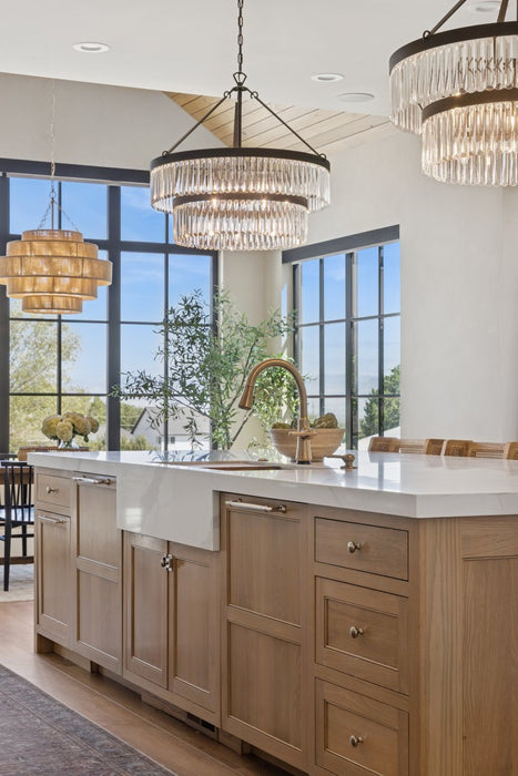 Emory Nine Light Chandelier Black Forged-Mid. Chandeliers-Crystorama-Lighting Design Store