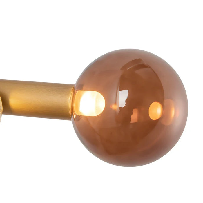 Reese LED Chandelier Vintage Brass/Amber Glass