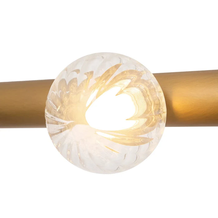 Reese LED Chandelier Vintage Brass/Amber Glass
