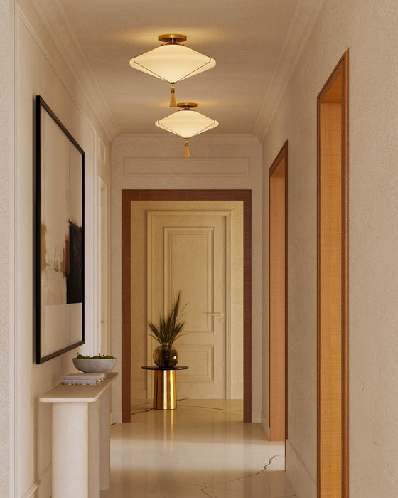 Reeve One Light Flush Mount Brushed Gold/Opal Glass
