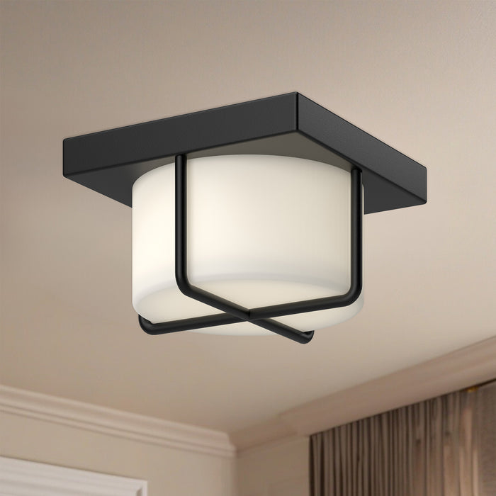 Regalo LED Flush Mount Black/Opal Glass-Flush Mounts-Kuzco Lighting-Lighting Design Store