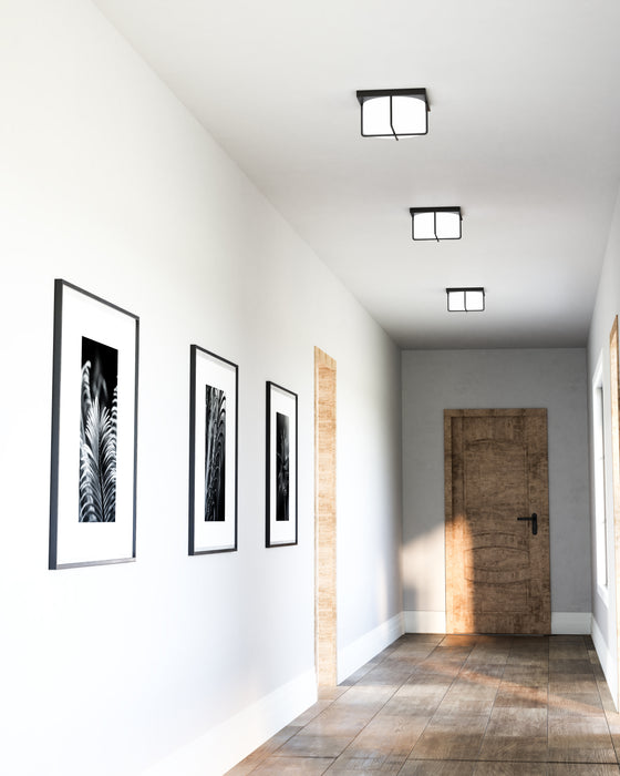 Reglao LED Flush Mount Black/Opal Glass-Flush Mounts-Kuzco Lighting-Lighting Design Store