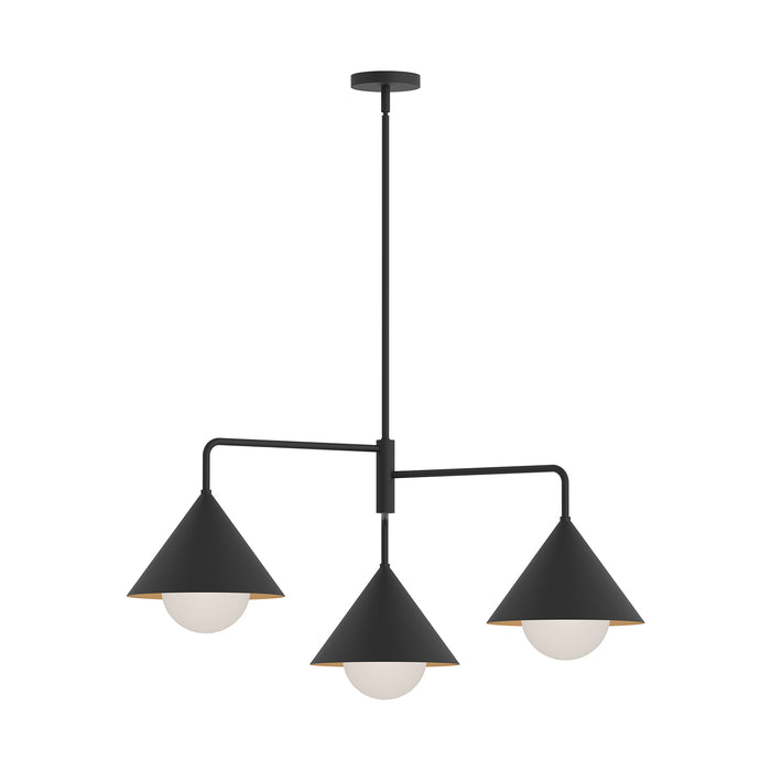 Remy Three Light Chandelier Matte Black/Opal Glass-Mid. Chandeliers-Alora-Lighting Design Store