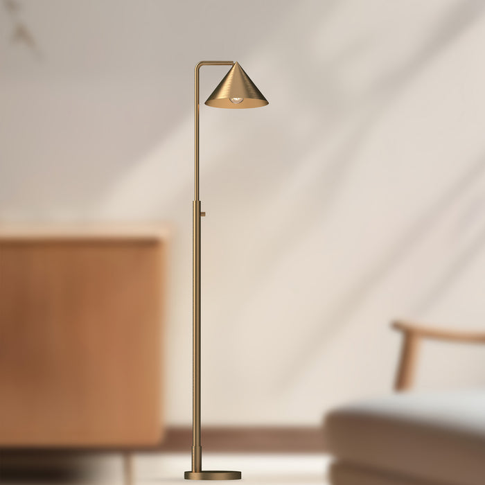 Remy One Light Floor Lamp Brushed Gold-Lamps-Alora-Lighting Design Store