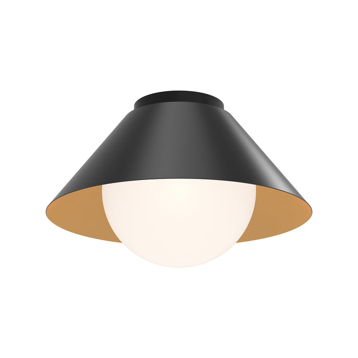 Remy One Light Flush Mount Matte Black/Opal Glass-Flush Mounts-Alora-Lighting Design Store