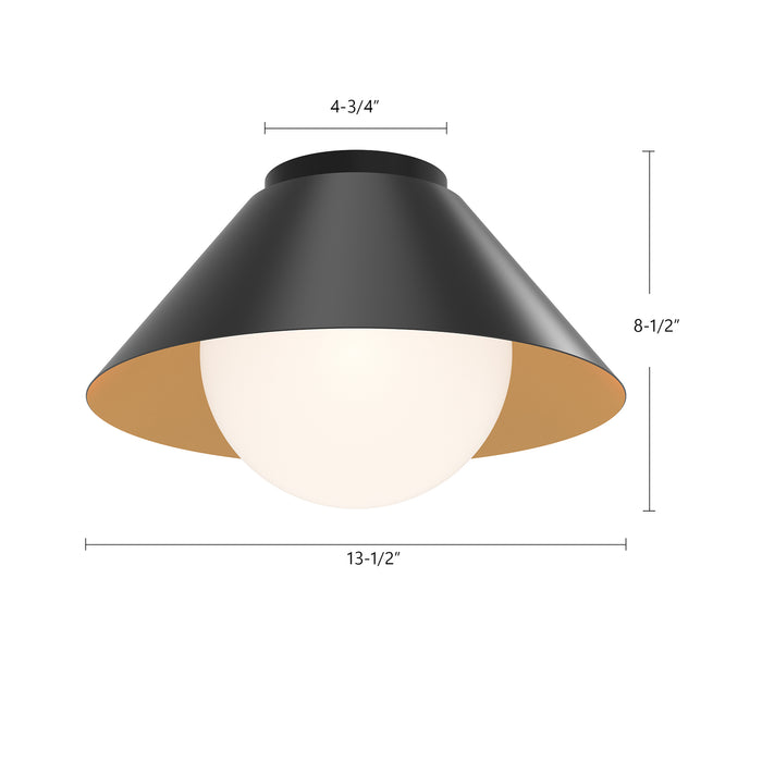 Remy One Light Flush Mount Brushed Gold/Opal Glass-Flush Mounts-Alora-Lighting Design Store