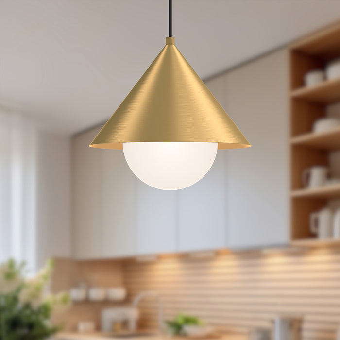 Remy One Light Pendant Brushed Gold/Opal Glass-Pendants-Alora-Lighting Design Store