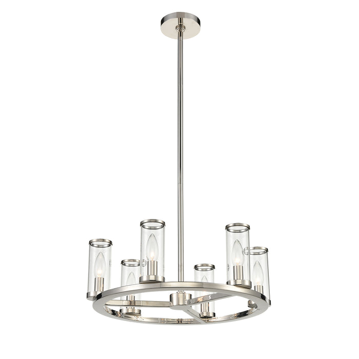 Revolve Six Light Chandelier Clear Glass/Polished Nickel-Mini Chandeliers-Alora-Lighting Design Store