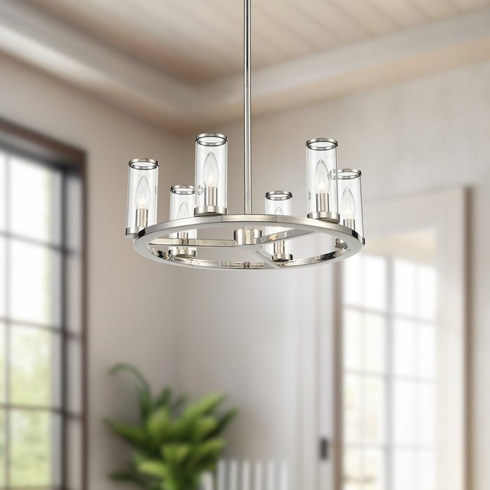 Revolve Six Light Chandelier Clear Glass/Polished Nickel-Mini Chandeliers-Alora-Lighting Design Store