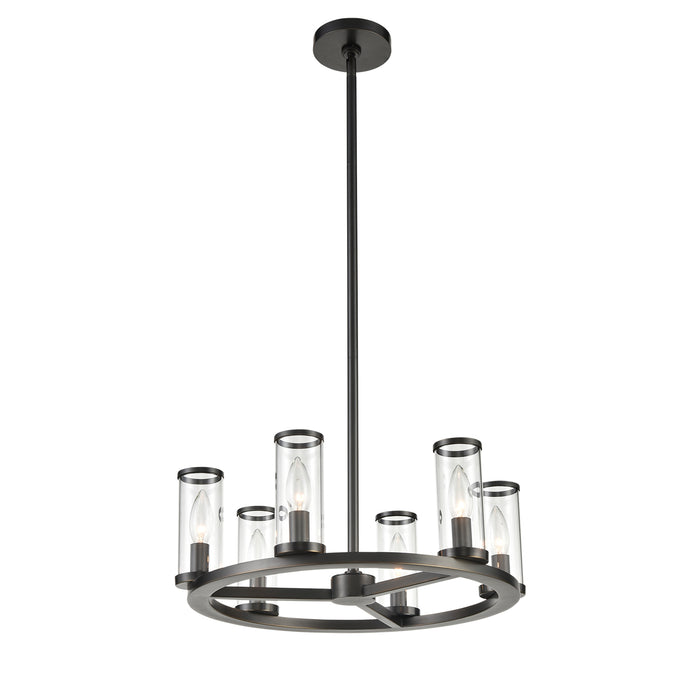 Revolve Six Light Chandelier Clear Glass/Urban Bronze-Mini Chandeliers-Alora-Lighting Design Store