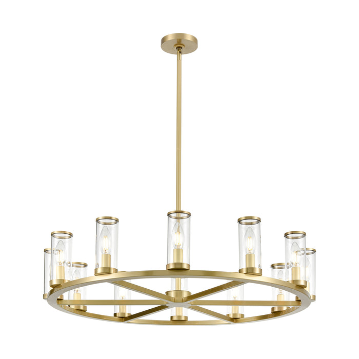 Revolve 12 Light Chandelier Clear Glass/Natural Brass-Mid. Chandeliers-Alora-Lighting Design Store