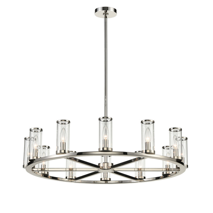 Revolve 12 Light Chandelier Clear Glass/Polished Nickel-Mid. Chandeliers-Alora-Lighting Design Store