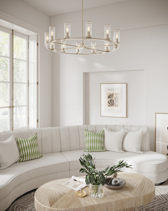 Revolve 12 Light Chandelier Clear Glass/Polished Nickel-Mid. Chandeliers-Alora-Lighting Design Store