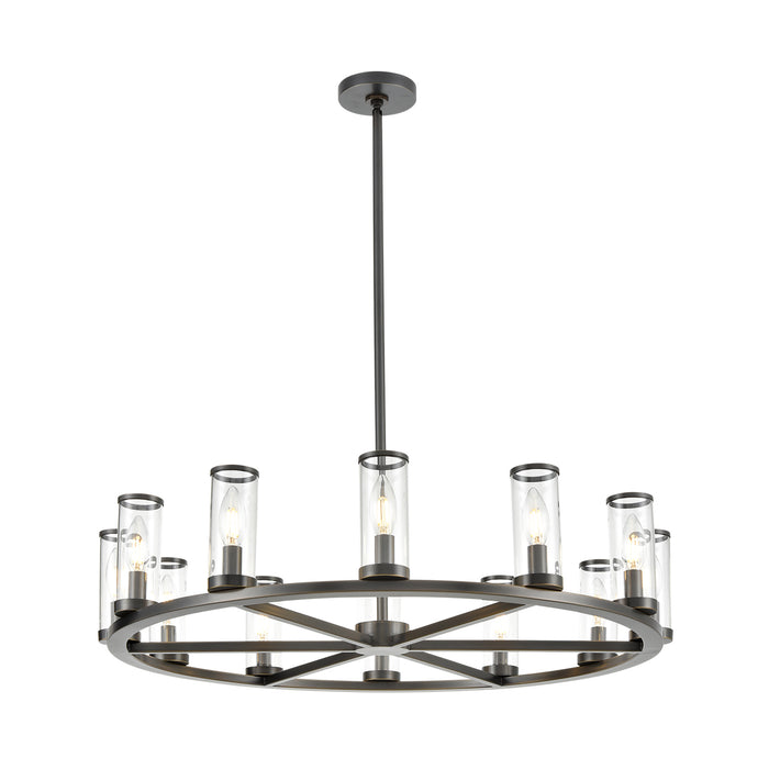 Revolve 12 Light Chandelier Clear Glass/Urban Bronze-Mid. Chandeliers-Alora-Lighting Design Store