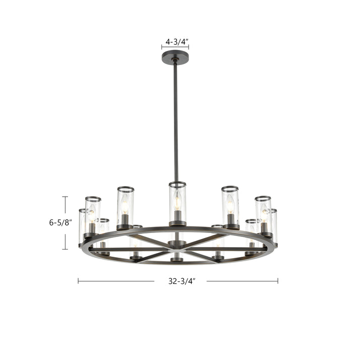 Revolve 12 Light Chandelier Clear Glass/Polished Nickel-Mid. Chandeliers-Alora-Lighting Design Store