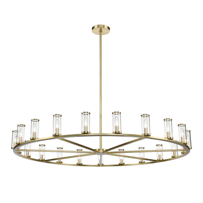 Revolve 21 Light Chandelier Clear Glass/Natural Brass-Large Chandeliers-Alora-Lighting Design Store