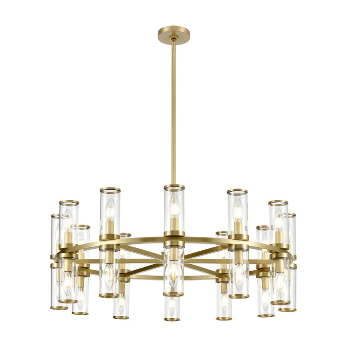 Revolve 24 Light Chandelier Clear Glass/Natural Brass-Mid. Chandeliers-Alora-Lighting Design Store
