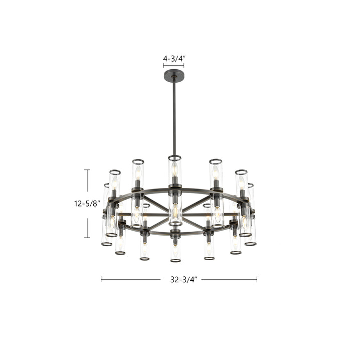Revolve 24 Light Chandelier Clear Glass/Natural Brass-Mid. Chandeliers-Alora-Lighting Design Store