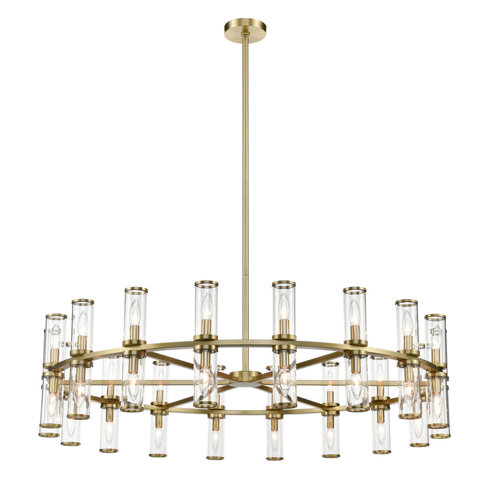 Revolve 36 Light Chandelier Clear Glass/Natural Brass-Large Chandeliers-Alora-Lighting Design Store