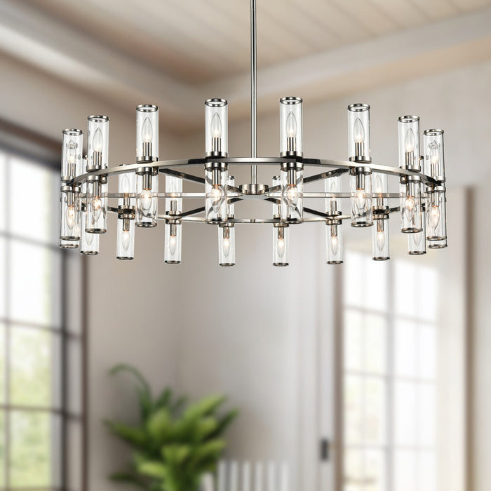 Revolve 36 Light Chandelier Clear Glass/Polished Nickel-Large Chandeliers-Alora-Lighting Design Store