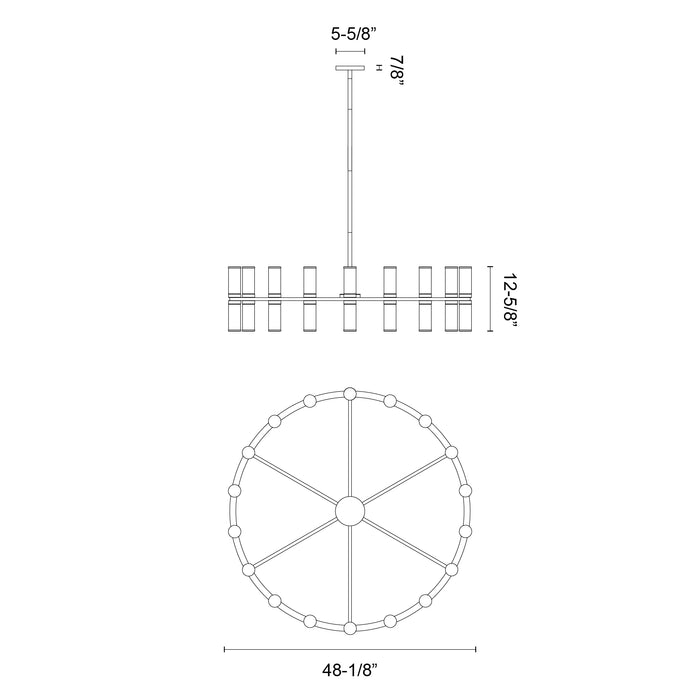 Revolve 36 Light Chandelier Clear Glass/Natural Brass-Large Chandeliers-Alora-Lighting Design Store