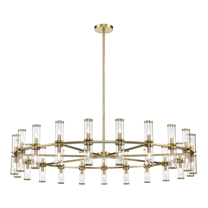 Revolve 42 Light Chandelier Clear Glass/Natural Brass-Large Chandeliers-Alora-Lighting Design Store