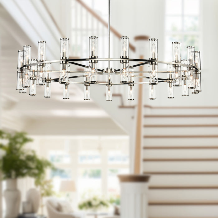 Revolve 42 Light Chandelier Clear Glass/Polished Nickel-Large Chandeliers-Alora-Lighting Design Store