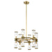 Revolve 12 Light Chandelier Clear Glass/Natural Brass-Mini Chandeliers-Alora-Lighting Design Store