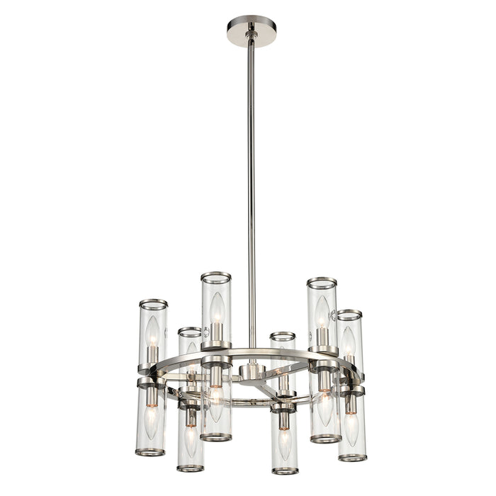Revolve 12 Light Chandelier Clear Glass/Polished Nickel-Mini Chandeliers-Alora-Lighting Design Store