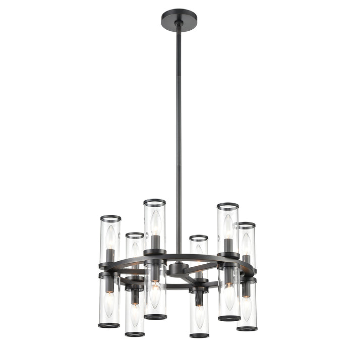 Revolve 12 Light Chandelier Clear Glass/Urban Bronze-Mini Chandeliers-Alora-Lighting Design Store
