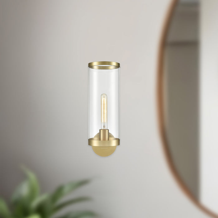 Revolve II One Light Bathroom Fixture Clear Glass/Natural Brass-Sconces-Alora-Lighting Design Store