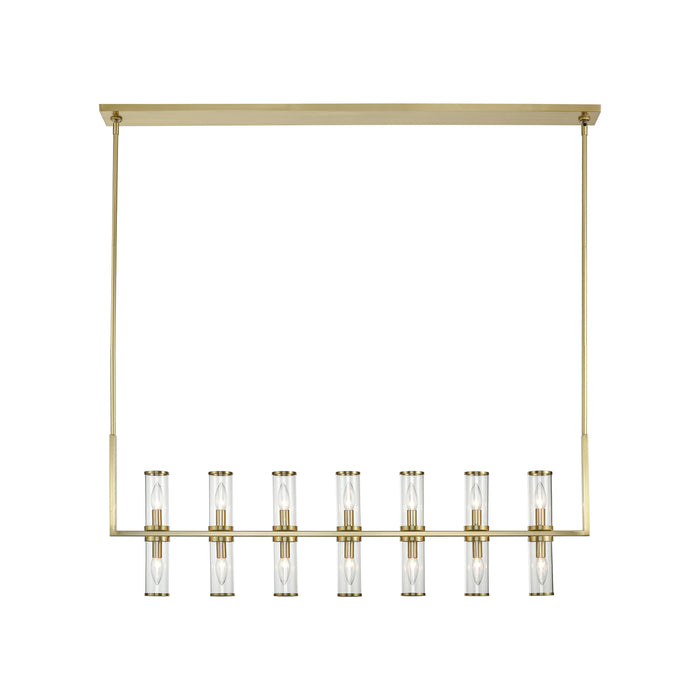 Revolve 14 Light Island Pendant Clear Glass/Natural Brass-Linear/Island-Alora-Lighting Design Store