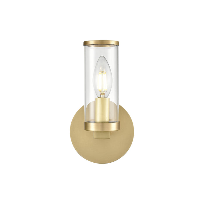 Revolve One Light Wall Sconce Clear Glass/Natural Brass-Sconces-Alora-Lighting Design Store
